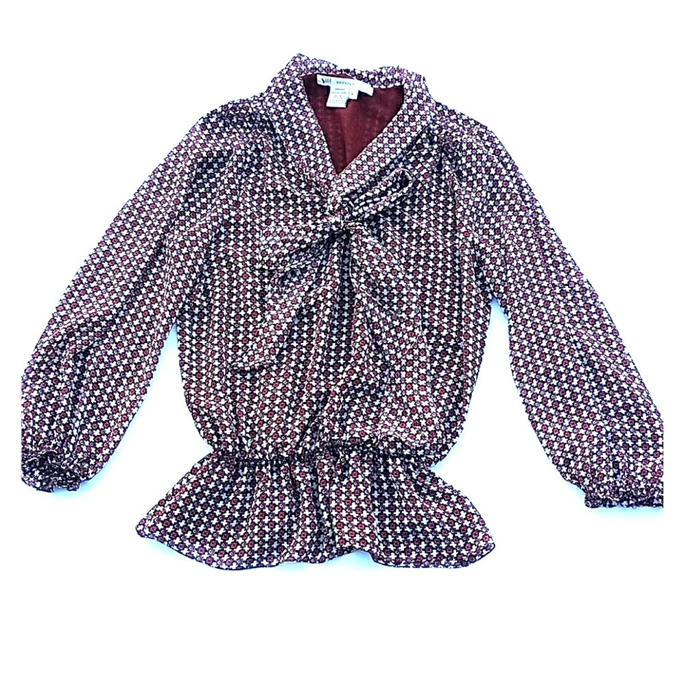 Studio M Neck Tie Long Sleeve Blouse Size L